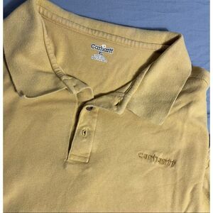 Carhartt Polo Shirt Gold Solid Short Sleeve Cotton Casual Men Size XL